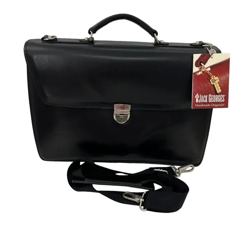 Jack Georges Black Elements Briefcase with Key & Tag
